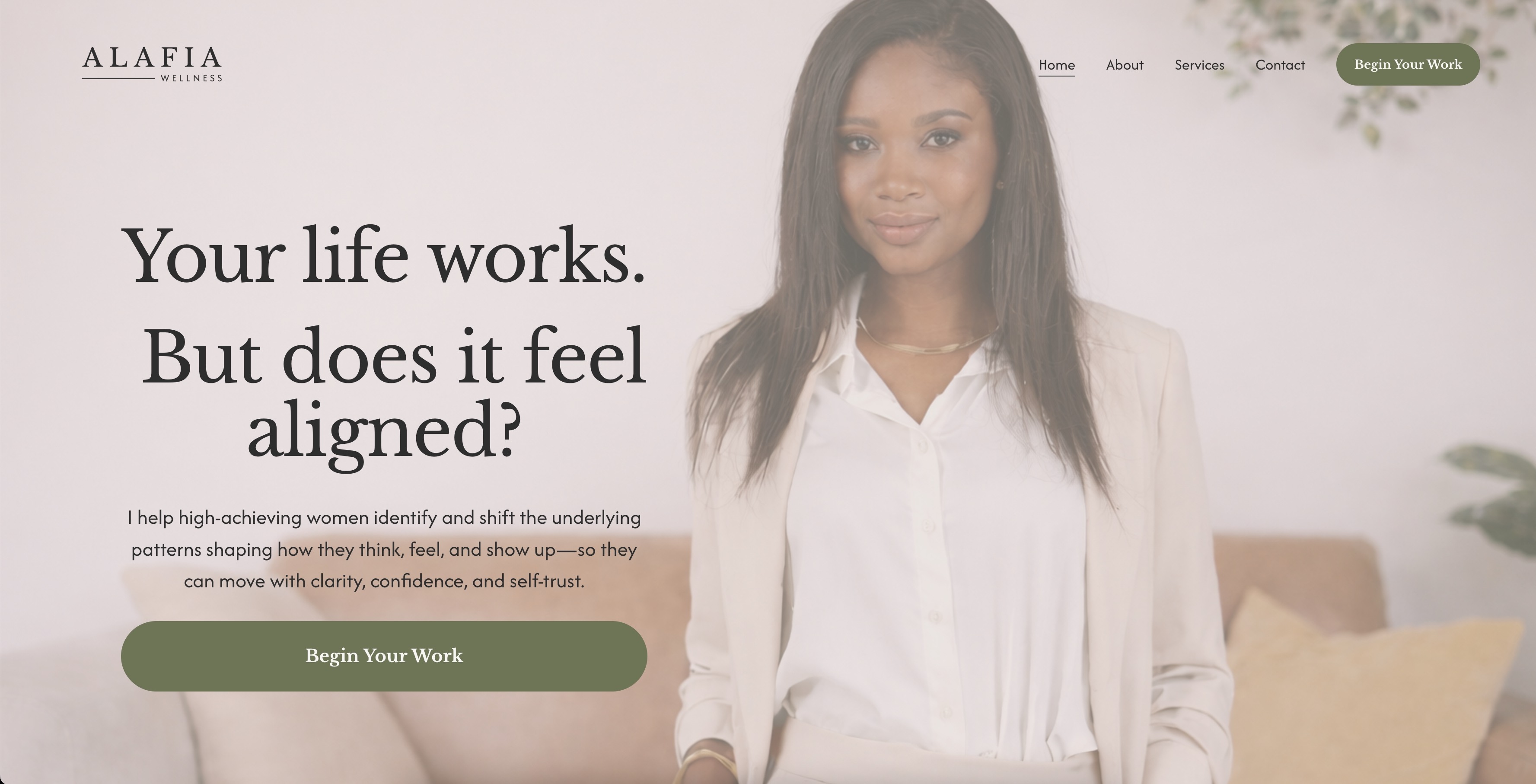 The Alafia Wellness home page, built by ProLaunchKit